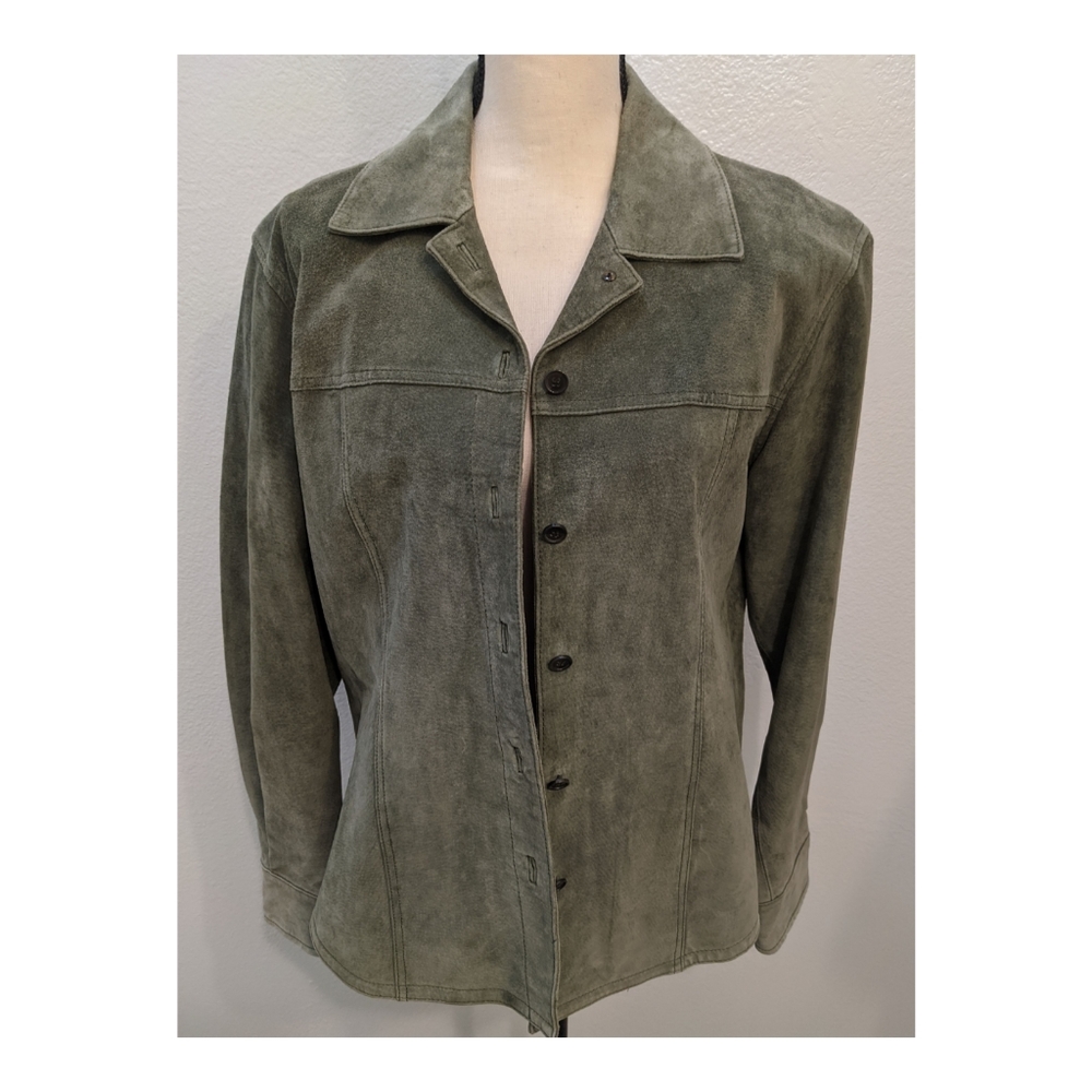 Y2K Olive Leather Jacket